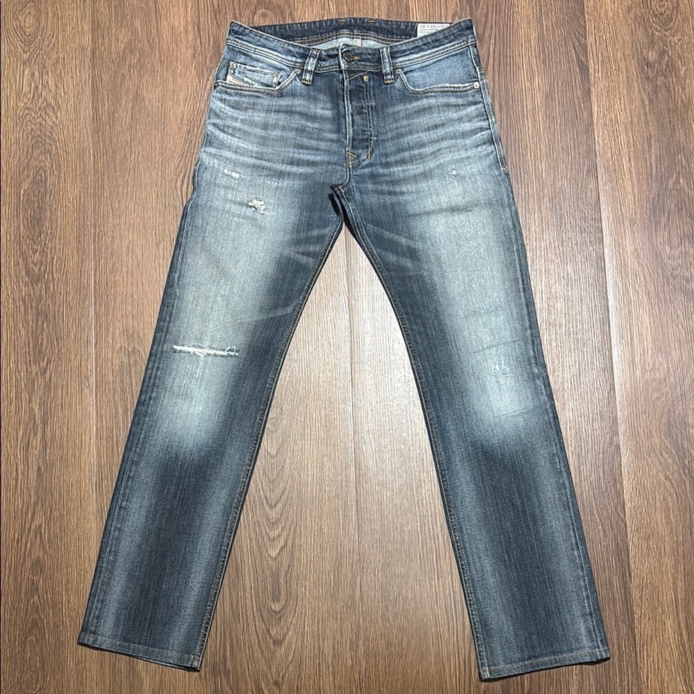 Diesel Blue Straight Jeans with Vintage Wash Size: W30 L32